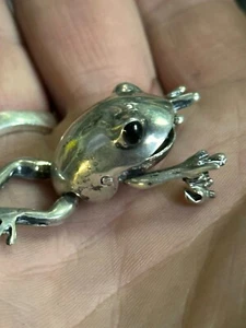 Articulated Sterling Silver Jumping Frog Brooch - Picture 1 of 8