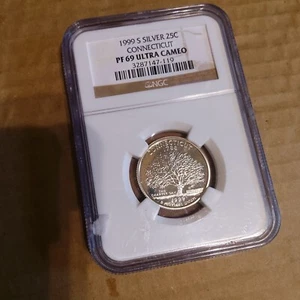 1999 S Proof 25c Connecticut Silver Quarter Dollar NGC PF69 Ultra Cameo - Picture 1 of 4