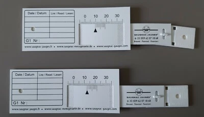 2 Fissuromètres Jauge Saugnac G1 - Mesure fissure mur maison -Témoin Fissuration - Photo 1/3