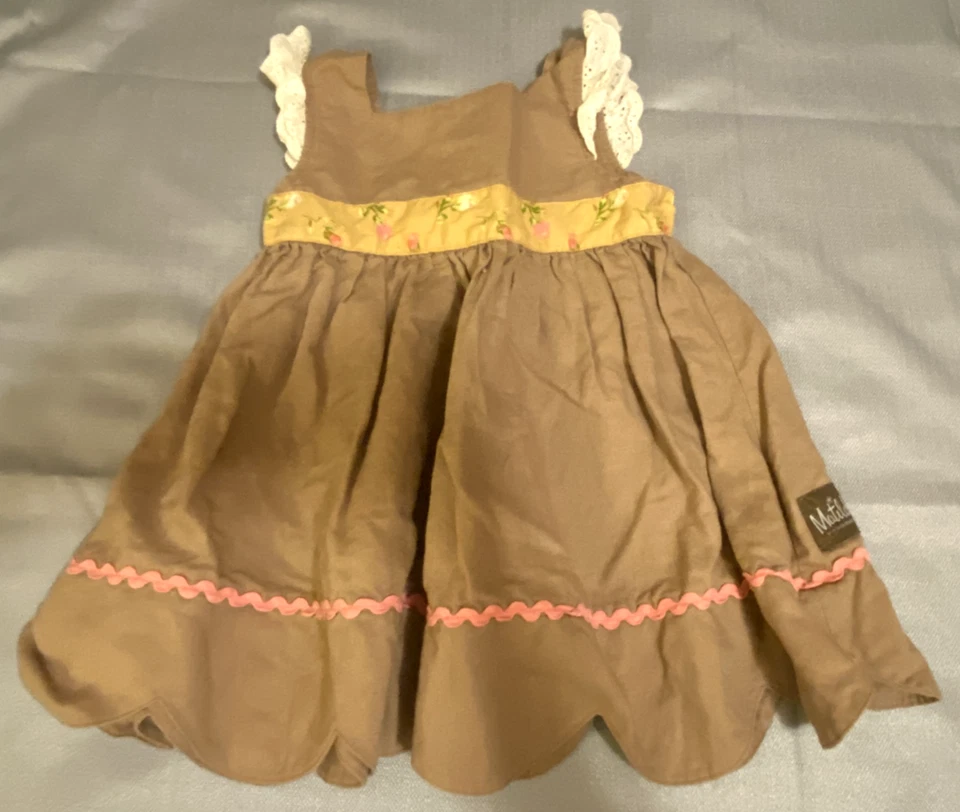 Vestido Matilda Jane Niñas 2 Marrón Ric Rac Rosa Rosas Volantes Manga Corta Foto 1 de 4