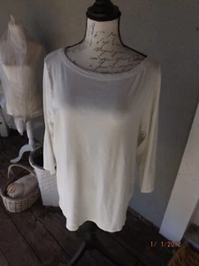 Chico's, White Cotton 3/4 Sleeve Top, size 3 - Picture 1 of 4