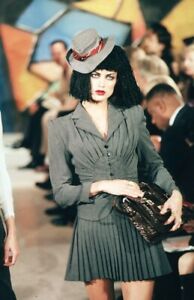 John Galliano Vintage Fall 1997 Grey Wool Pinstripe Ruched Schoolgirl Blazer 44