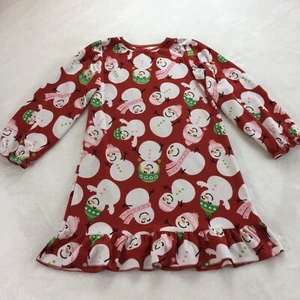 Carter’s Super Comfy Girls Size L Christmas Snowman Pajamas Nightgown Red - Picture 1 of 6
