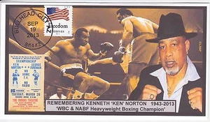 JVC CACHETS - 2013 REMEMBERING KEN NORTON WORLD BOXING CHAMPION W/GEORGE FOREMAN - Picture 1 of 1