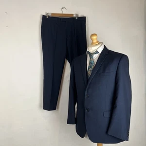 Traje Fellini 3 Piezas Para Hombre Talla 42S Chaqueta Azul Oscuro 36W 29L Pantalón Chaleco - Imagen 1 de 24