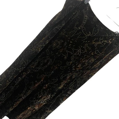 VTG Y2K LRL Ralph Lauren Midi Skirt Size 16 Velvet Burnout Brown Paisley Fairy - Image 1 of 4