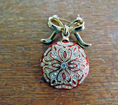 PIN/BROCHE ADORNO COLGANTE ROJO MONET CON LAZO--VINTAGE Foto 1 de 4