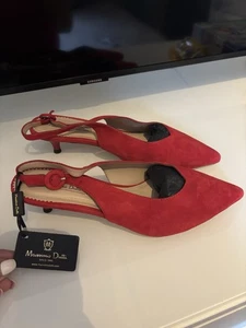 Massimo Dutti Women’s Sling back Red Heels - Picture 1 of 8