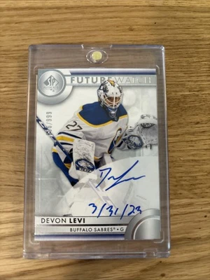 2023-24 UD SP Authentic Devon Levi Future Watch Auto Inscribed /999 RC  - Image 1 of 2