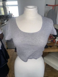 American Apparel Baby Rib Grey Crop Top Small Sold Out - Picture 1 of 2