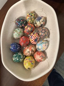 Washi Paper Egg Ornaments Lot Of 14 - Picture 1 of 6