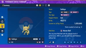 Pokemon Scarlet and Violet PSV - Shiny 6IV Sableye - Picture 1 of 3