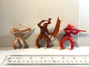 Tim Mee plastic VTG 1960's 60mm set of two Indian riders and one Cowboy. - Picture 1 of 1