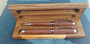 Vintage wooden Fountain pen with matching propelling pencil in wood case + 1 - Picture 1 of 9