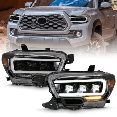 Faro proyector LED lente transparente negro para Toyota Tacoma 2016-2022 Foto 1 de 4