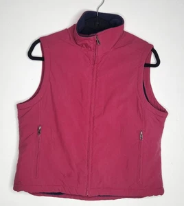 L.L.Bean Weste Damen Medium Petite Pink Fleece gefüttert Full Zip Nylon Reißverschlusstaschen - Bild 1 von 7