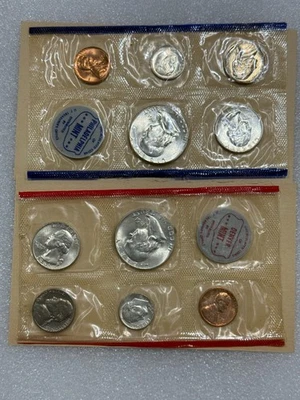 1961 P & D U.S. Mint Uncirculated Set Complete 10-Coin Set Original Envelope 61B - Image 1 of 4