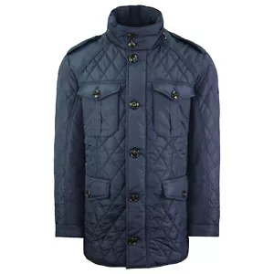 Hackett London Winter Holborn Mens Navy Coat - Picture 1 of 3