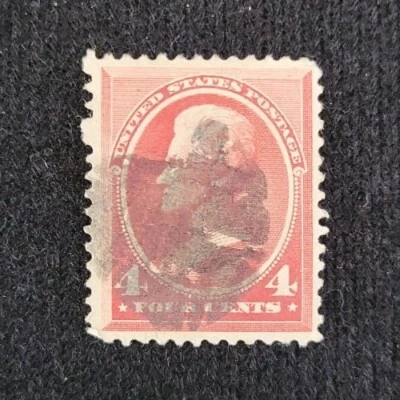 1887 US 4c Jackson Stamp Used F/VF, SC#215 (CV $30) - Image 1 of 2