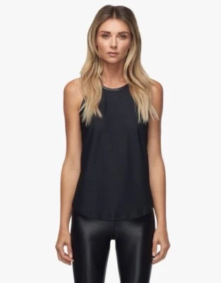 Camiseta sin mangas tejida espalda cruzada Koral Muscle Top en logotipo negro talla S LEER Foto 1 de 4