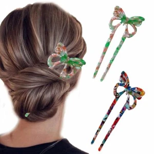 Korean U-shaped Butterfly Hair Stick Simple Temperament Acetate Hairstyle Tools, - Picture 1 of 25