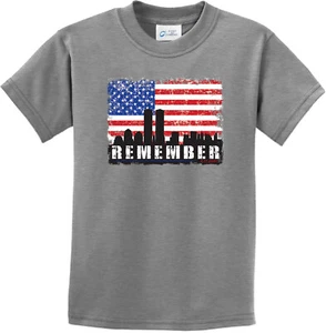 Remember 9-11 US Flag Kids T-shirt - Picture 1 of 20