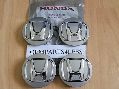 Set of 4 Genuine OEM Honda 62mm(2 3/8") SILVER center caps P/N 44732-TVA-A - Image 1 of 4