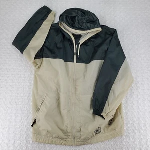Vintage Nike Windbreaker XL Green & Beige Hooded Full Zip 90s Nylon Zip Pockets - Picture 1 of 16