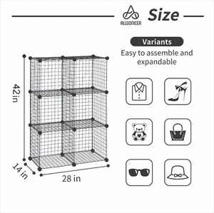 Wall-mount Floor-stand interlock 14" Wire Cube Storage Rack Organizer Bookshelf - Picture 1 of 20
