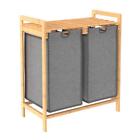 ClosetMaid Laundry Sorter 28.8&quot;X25.3&quot;X13.1&quot; 2-Compartment+Bamboo Frame Brown