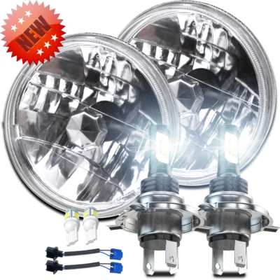 Fits Hummer H2 2003-2009 Pair DOT 7' inch Round LED Headlights DRL High Low Beam - Image 1 of 4
