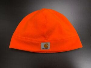Carhartt Mens Orange Fleece Beanie Hat One Size