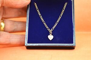 Vintage Ladies 9 ct Yellow Gold Bracelet Diamond set Heart charm ,mint in box