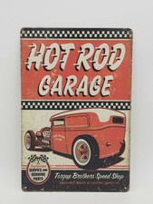 Targa hot-rod garage stampa metallo vintage retrò officina pub bar poster arredo