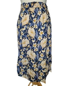 Blue and Yellow Floral Midi Skirt Size 12 - Picture 1 of 3