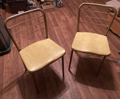 Juego de 2 sillas plegables Cosco vintage MCM Mid Century doradas 1955 mod 60 L Foto 1 de 4