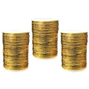 Zari Metallic Threads for Craft Embroidery and Jewelry Making  1 MM, Pack of 3