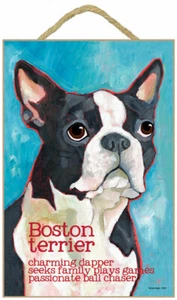 Boston Terrier Traits & Characteristics Sign 7.5 x 10 - Picture 1 of 1