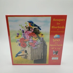 SEALED SunsOut Bouquet For Bluebirds 500 Piece Jigsaw Puzzle #66915 - Picture 1 of 10