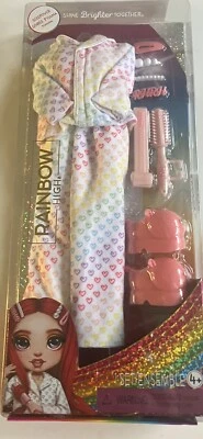Paquete de moda Rainbow High Sleepover ropa para muñecas pijamas zapatillas accesorios Foto 1 de 2