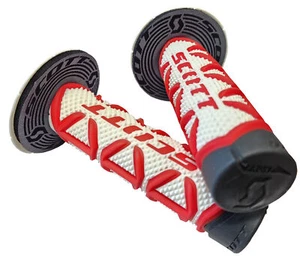 SCOTT DIAMOND HANDLEBAR GRIPS RED WHITE WITH DONUTS MOTOCROSS DIRTBIKE - Picture 1 of 1