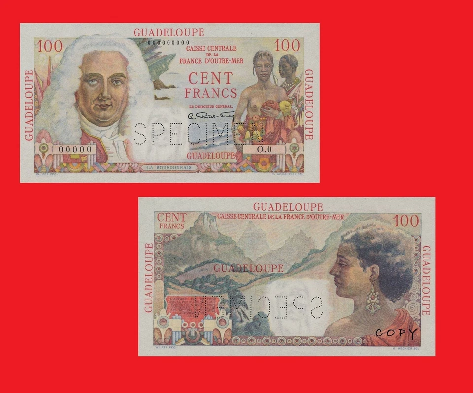 Guadalupe 100 Francos ND ESPÉCIMEN - Copia  Foto 1 de 1