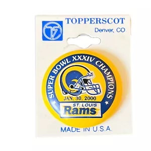 Spilla cappello bavero NFL vintage XXXIV Super Bowl Champions St. Louis Rams 30 gennaio 2000 NOC - Foto 1 di 3