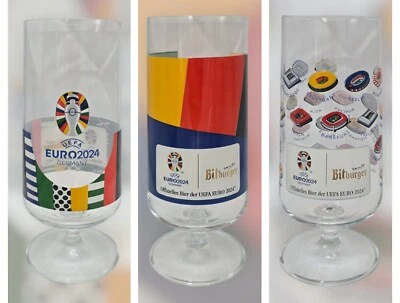 Full Set of 3 x Official Euro 2024 Bitburger Glasses 0.3l  Brand New - Image 1 of 4