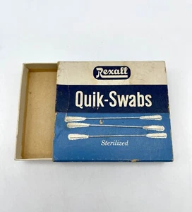 Vintage Rexall Quik-Swabs Cardboard Dispenser Box 4 x 3.5" - Picture 1 of 5