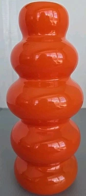 Jarrón IKEA KALLARHALS, vidrio naranja 10 1/4" colección Nytillverkad 1995 SNURRA NUEVO Foto 1 de 4