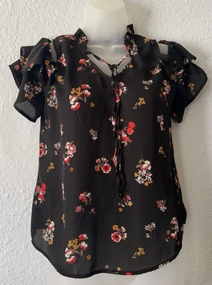 Blusa Camisa Meraki Mujer Talla M Hombro Frío Volantes Escote Con Corbata Foto 1 de 4