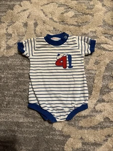 Vintage HealthTex Bubble Romper Blue Baseball Little Pro Boys Size 6 Months - Picture 1 of 7