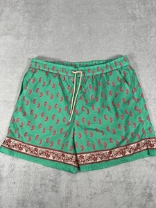 Maison Article Premium Select Mens XL Green Red Paisley Shorts Mesh Lined - Picture 1 of 12