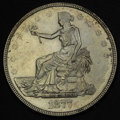 Dólar de plata comercial 1877 $1 (como nuevo casi sin circular) Foto 1 de 4